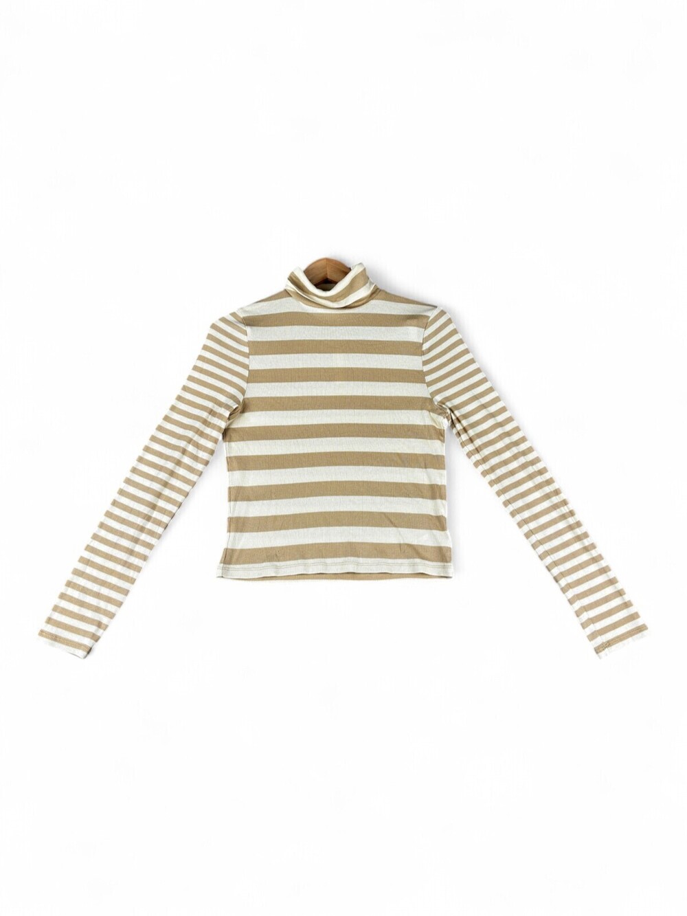 Madewell Striped Turtleneck Top XL Beige & Cream Long Sleeve